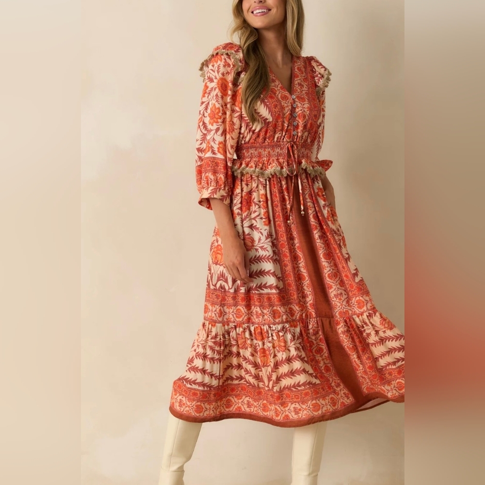 NWT entro Bohemian Multi Floral Print Maxi Dress